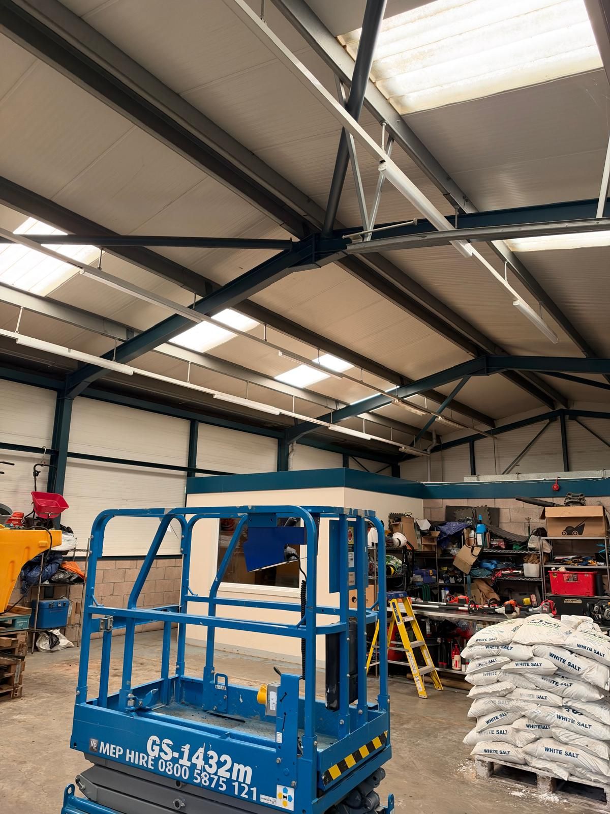 Industrial unit with new LED high-bay lighting